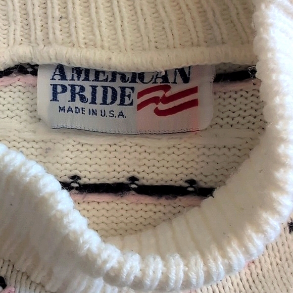 Vintage American Pride Womens Medium Mock Neck Sweater White Coquette Cottage - Picture 7 of 8